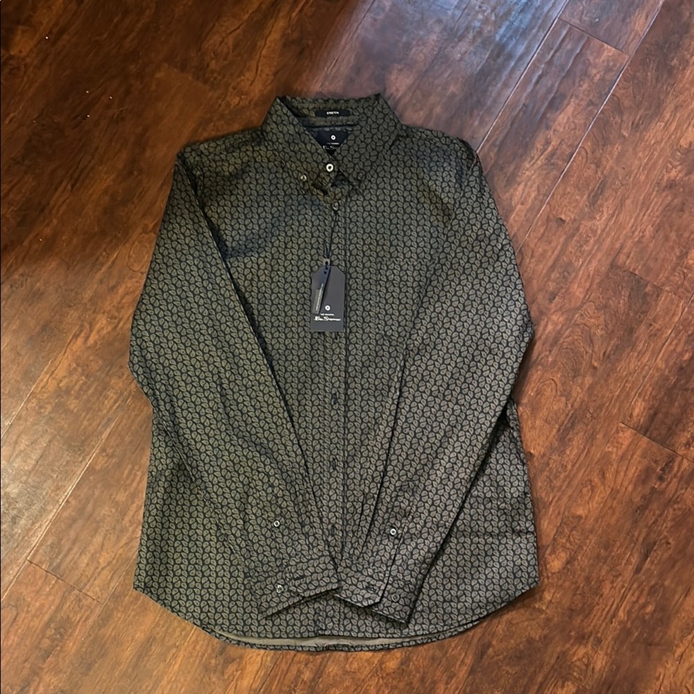 Ben Sherman Navy/Green Patterned Shirt